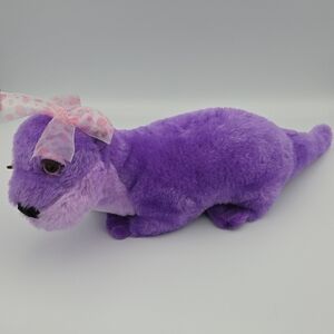 The Petting Zoo Purple River Otter Wild Plush Stuffed Animal Beaver Bow 18"
